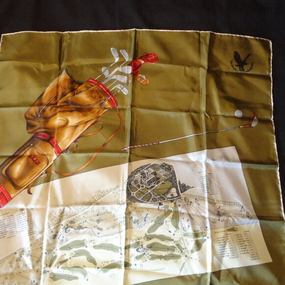 Silk Scarf , Vintage Gleneagles Hotel Golf Course Excellent Condition 30 x 30 - Picture 1 of 12